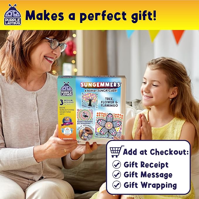 SUNGEMMERS Window Art Kids Crafts - Fun Arts and Crafts for Kids Ages 8-12 & Birthday Gifts for Girls 6 7 8 9 10 Year Old - Summer Craft for Girls 8-12, Summer Toys for Ages 5-7, Diamond Art Kit
