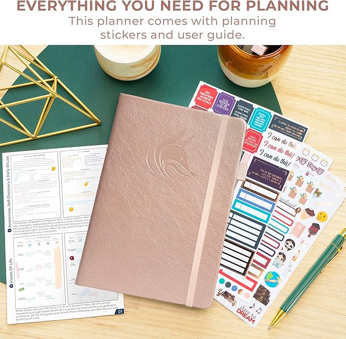 Clever Fox Dated Hourly Weekly Planner 2026 – Daily, Monthly & Yearly Agenda Organizer with Time Slots – Hardcover Journal, A5 Size (Rose Gold)