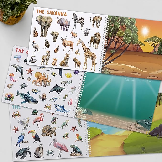 ZICOTO Fun Sticker Book for Toddlers 2-4 Years - Perfect Kids Activity Book with Beautiful Stickers & 12 Themes for Entertaining Girls & Boys 4-8 While Traveling - Incl. Animal and Coloring Pages