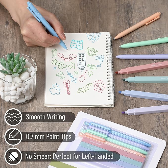 Mr. Pen- Aesthetic Highlighters and Gel Pens, 8 Pack, Assorted Colors Bible Highlighters No Bleed, Fine Point 0.7mm Gel Pens, Fast Dry and No Smear for Bible Journaling, Planner, School Supplies