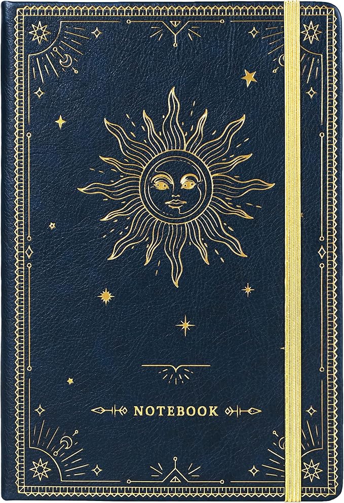 Artfan Ruled Notebook/Journal – Premium Thick Paper Faux Leather Classic Writing Notebook with Pocket + Page Dividers Gifts, Banded, Large, 144 Pages, Hard Cover, Lined (5.8''x 8.4'') - Blue