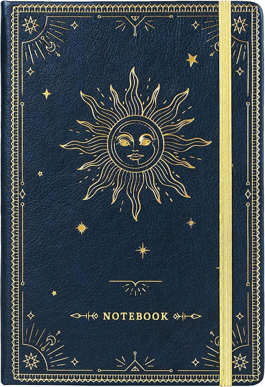 Artfan Ruled Notebook/Journal – Premium Thick Paper Faux Leather Classic Writing Notebook with Pocket + Page Dividers Gifts, Banded, Large, 144 Pages, Hard Cover, Lined (5.8''x 8.4'') - Blue