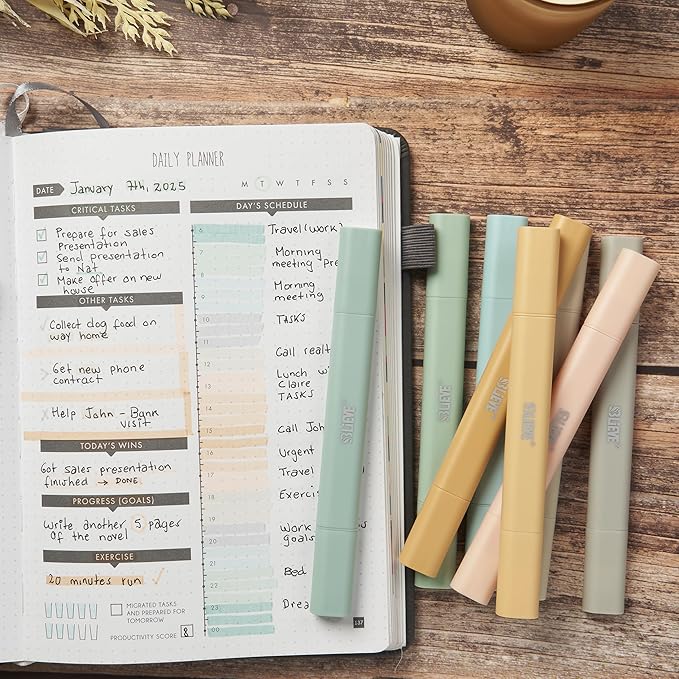 BLIEVE Aesthetic Cute Highlighters No Bleed Through, Dual Tip Chisel & Fine Point, Pastel Colors For Bible & Journaling