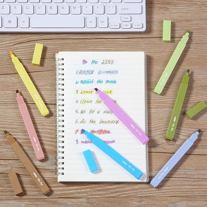Mr. Pen- Aesthetic Highlighters No Bleed, 8 Pack, Autumn Colors, Chisel Tip, Cute Highlighters Assorted Colors for Journaling, Highlighting, Underlining, Fast Dry, Back to School Supplies
