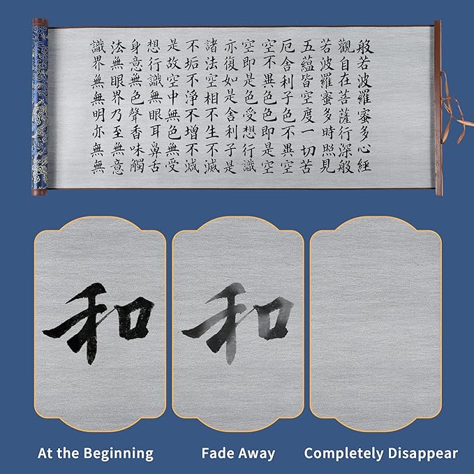 Magic Canvas Paint with Water,Reusable Calligraphy Cloth, Water Writing Cloth Scroll for Students Beginners Drawing Practice, No Ink or Paper Waste, Mess-Free Painting Activity(Blue)-