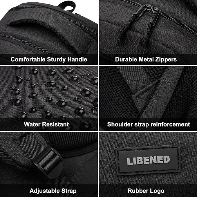 Backpack for Boys, Sturdy Backpack 36L for Boys Middle High School | 600D Water-Resistant Laptop Bag with 17.3 Inch Compartment, Ergonomic Anti-Theft Student Bookbag, Black