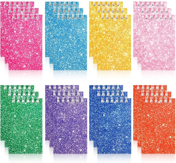 Hooqict 24 Pack Small Pocket Notebook Mini Notepads for Kids Party Favors Small Spiral Notepads Colorful Mini Notebooks Bulk Memo Pads for Work, Office, School, Classroom, 3.9 x 2.4 Inches