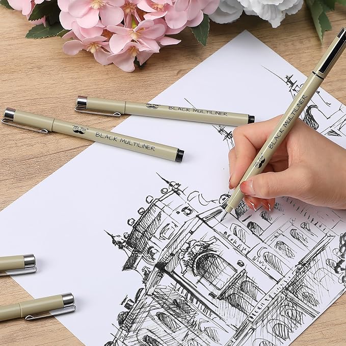 Mr. Pen- Drawing Pens for Artists, 16 Sizes, Black Multiliner, Micro Pens for Drawing