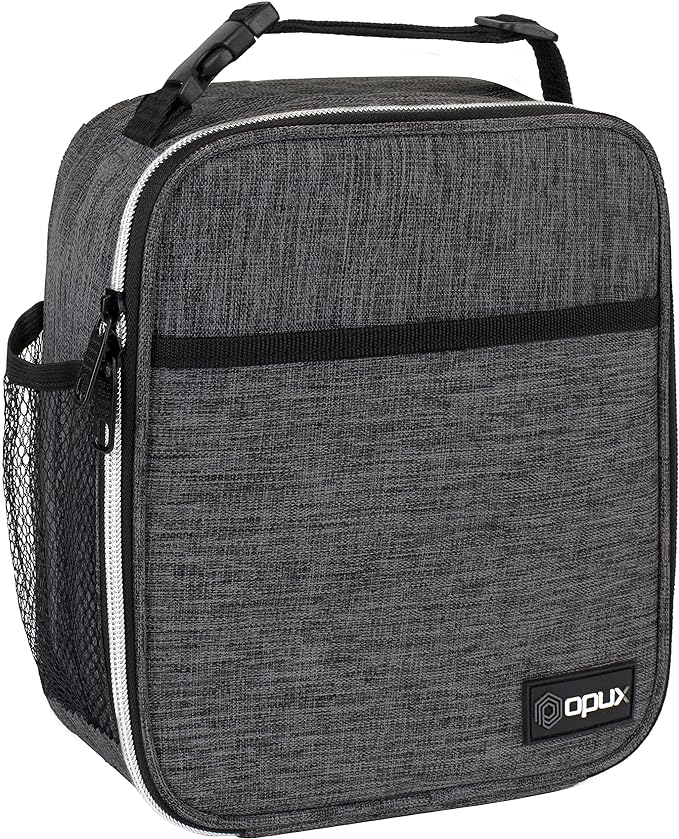 opux Premium Insulated Lunch Box, Soft School Lunch Bag for Kids Boys Girls, Leakproof Small Lunch Pail Men Women Work, Reusable Compact Cooler Tote Lunchbox for Office Adult, Charcoal