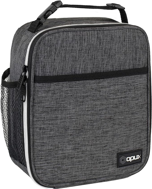 opux Premium Insulated Lunch Box, Soft School Lunch Bag for Kids Boys Girls, Leakproof Small Lunch Pail Men Women Work, Reusable Compact Cooler Tote Lunchbox for Office Adult, Charcoal