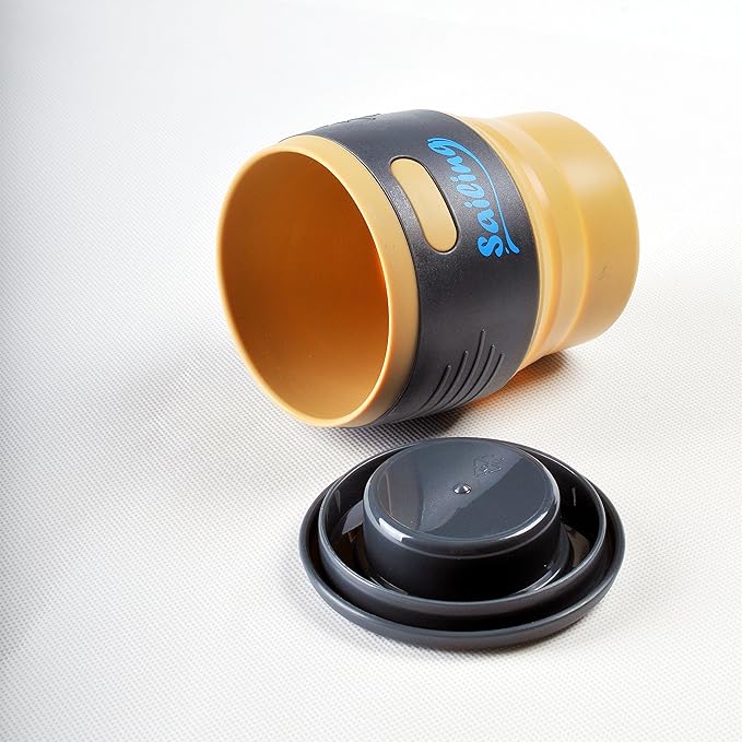 Sailing Collapsible Portable Reusable Silicone 12 fl oz Drinking/Coffee Cup/Mug. 100% food grade silicone. BPA Free (Khaki)