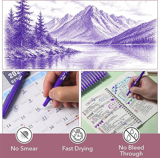 Mr. Pen- Felt Tip Pens, 36 Pack, 0.7 mm, Purple Felt Tip Pens Bulk, Fast Dry, No Smear, Planner Markers for Underlining, Writing, Drawing, Journaling Supplies
