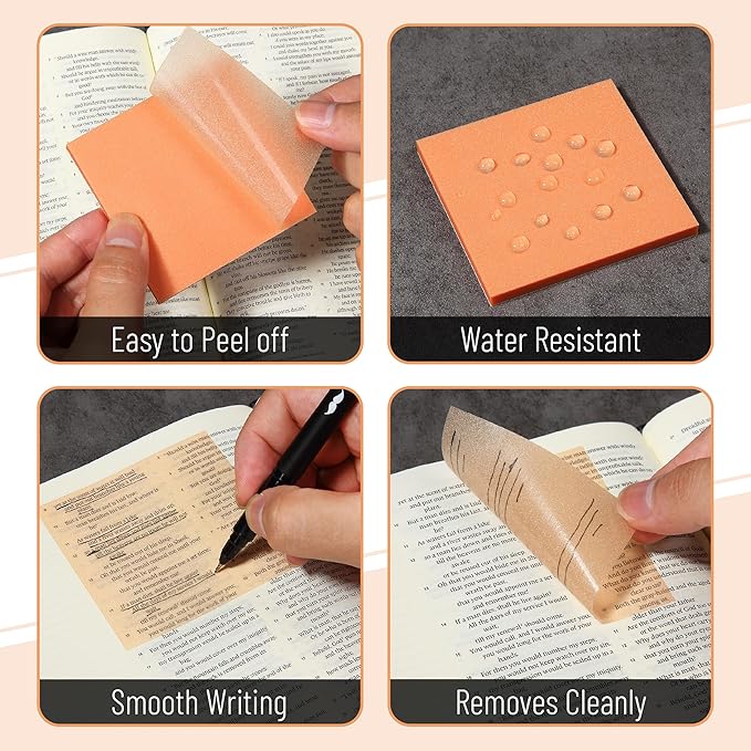 Mr. Pen- Transparent Glitter Sticky Notes, 3”x3”, 12 Pads, 600 Sheets, Glitter Transparent Note Pads, Self-Stick Bible Journaling Sticky Note for Women, Bible Journaling Supplies