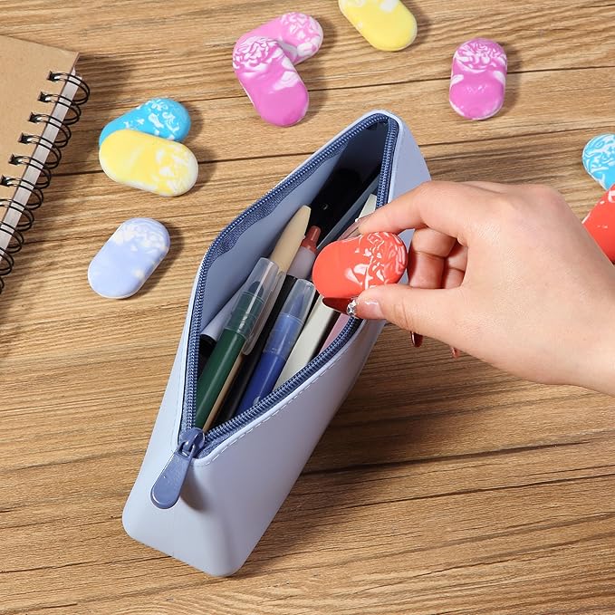 Mr. Pen- Marble Pencil Erasers, 12 Pack, 1" x 2", Soft Rubber Marble Pencil Erasers for School, Office, Art Sketching, Homework, Exams, Clean Smudge-Free Correction