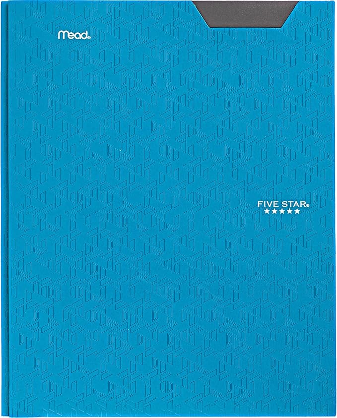 Five Star 2-Pocket Folder, Plastic Folder with Stay-Put Tabs and Prong Fasteners, Holds 8-1/2" x 11" Paper, Tidewater Blue (72107)