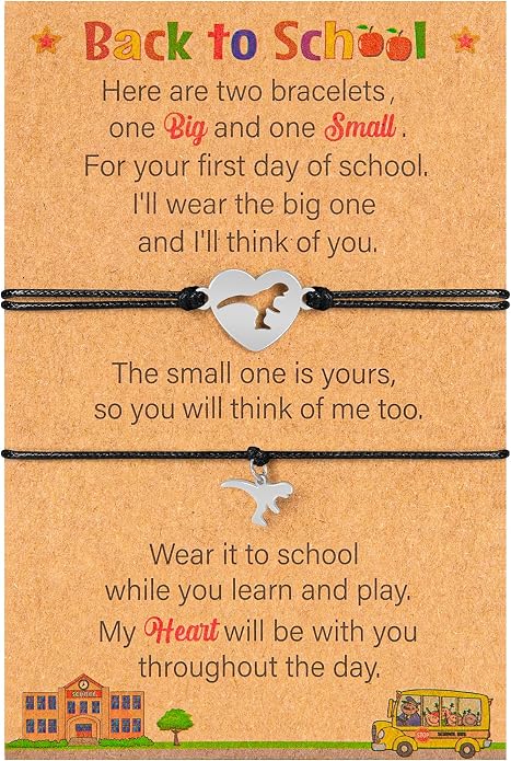 EOBOH Back to School Supplies, Back to School Bracelet Mommy and Me, Prek Matching Wish Bracelets Set, Adjustable Bracelet for Boys Girls Gifts Stuff Bulk