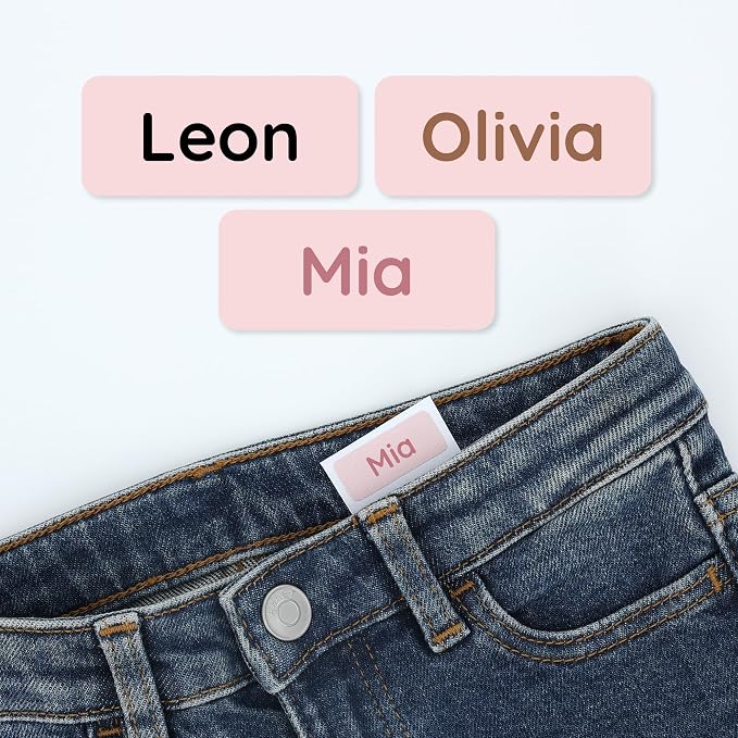 TeddyLabels - Clothing Labels for Nursing Home (60) – Self-Adhesive Name Tags for Clothes and Personal Items. Personalized Labels for Daycare, Nursing Homes, and Laundry Use - Baby Pink