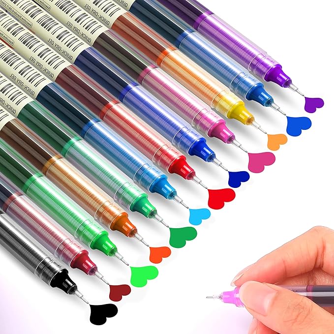 USUAL 12pcs Gel Ink Pens Liquid Ink Rollerball Multi Color Pen 0.5 mm Fine Point Smooth Writing Pens Cute Nurse Pen Back to School Supplies