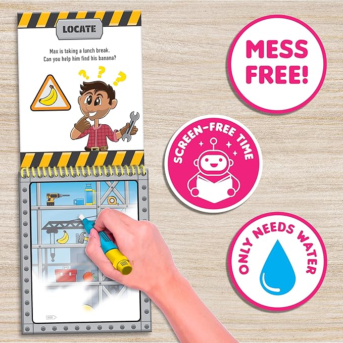 Scentco Water Magic - Patented Gourmet Scented Reusable Water Reveal Activity Books - No Mess, All Fun (Grape Kingdom and Construction)