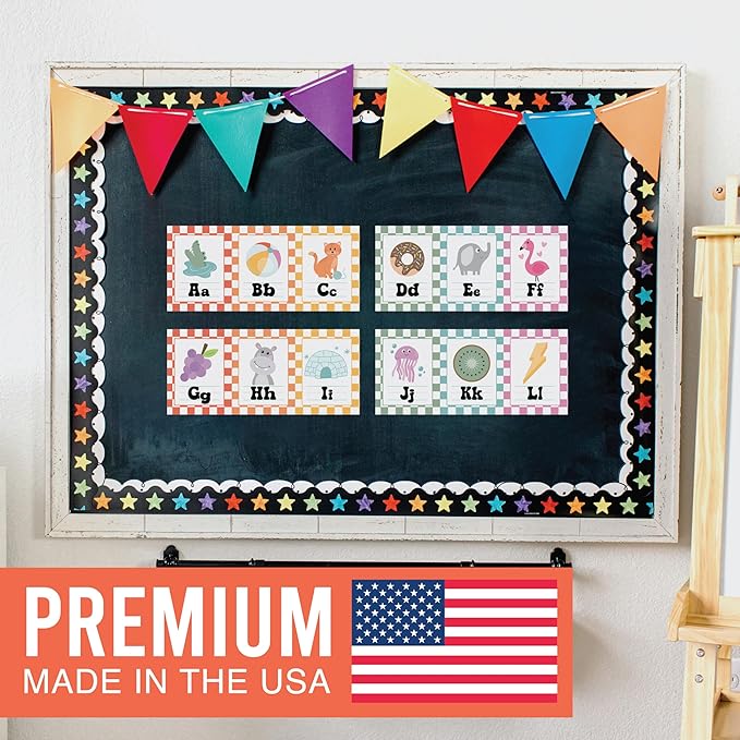 Hadley Designs Alphabet for Classroom Wall Decor - ABC Posters for Classroom Wall Chart Preschool & Kindergarten, ABC Letters & Number Line Elementary, Alphabet Cards, Retro Classroom Decor
