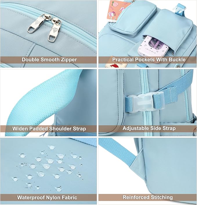 LXYGD Laptop Backpack 15.6 Inch Kids Elementary Middle High School Bag College Backpacks Anti Theft Travel Back Pack Large Bookbags for Teens Girls Women Students (Blue)