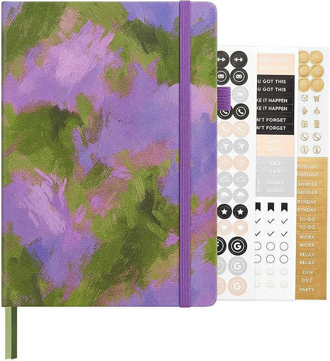 &And Per Se Dotted Journal Notebook, A5 Hardcover Aesthetic Dotted Notebook – 160 Pages 100gsm Thick Dot Grid Paper, 3 Sticker Sheets – Gift-Ready Journaling Kit for Women (Lavender Grove)