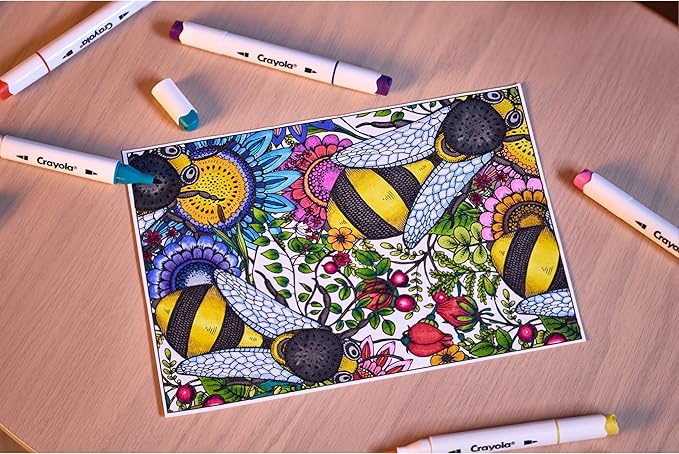 Crayola Dual-Tip Alcohol Marker Set for Adults (120ct), Bulk Adult Coloring Book Markers for Blending, Shading & Layering, Fine & Brush Tips [Amazon Exclusive]