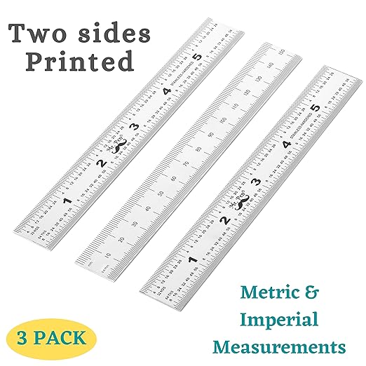 Mr. Pen- Machinist Ruler, 3 Pack, 6 Inch, Stainless Steel Metric & Imperial, Precision Measuring Tool, 1/64, 1/32 Graduation for Engineering, Carpentry, Drafting, Office, School