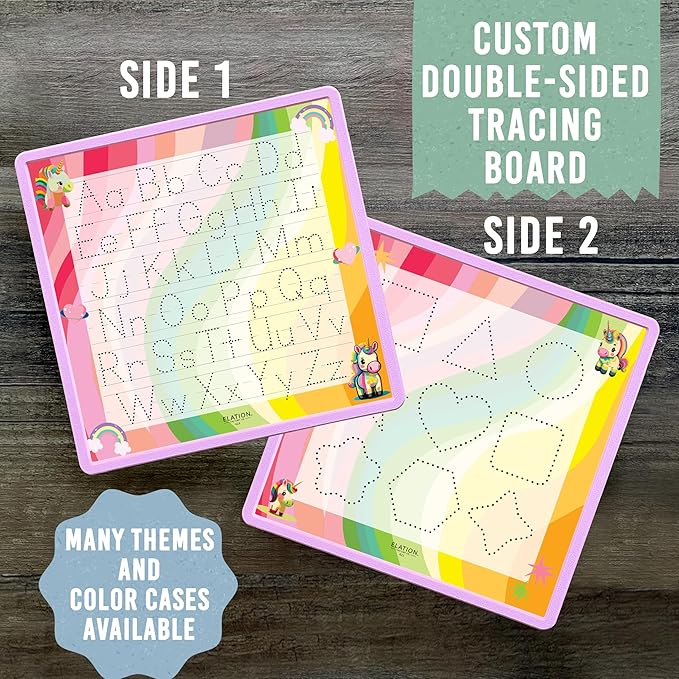 Kid's Name Tracing Board | Dry Erase Letter Tracing | Reusable Writing Practice Board | Personalized | Baby Unicorn Theme