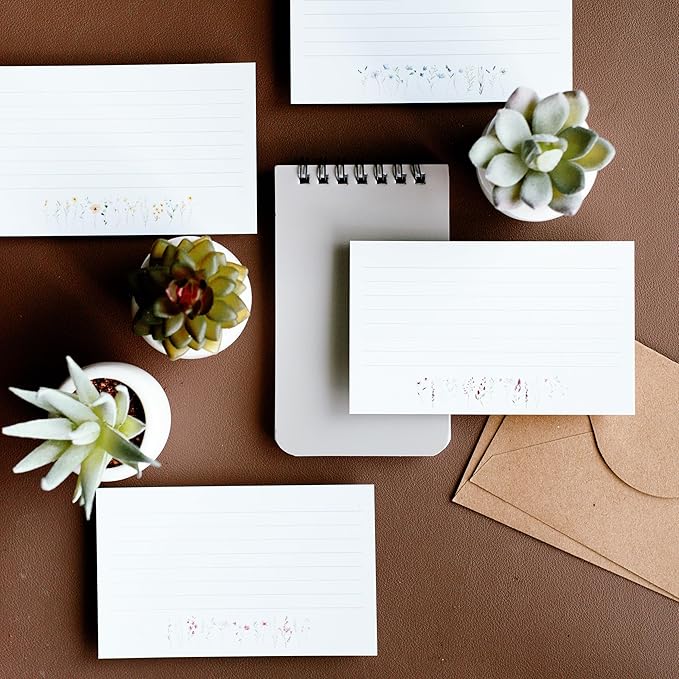 Wild Flower Index Cards by Pure Print and Design | Floral Flash Cards Perfect For Study Sessions & Learning | 100 Cards of Premium Quality with 5 Different Designs | Wild Flower | 3x5 inches