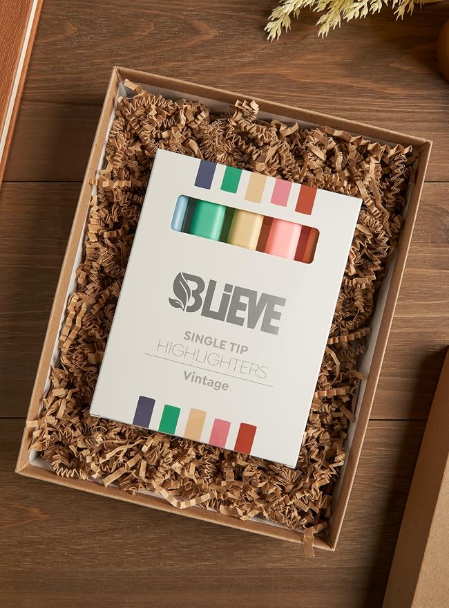 BLIEVE Bible Highlighters No Bleed Through, Chisel Tip, 5 Pack | No Smear, Quick-Dry, Aesthetic Cute Pastel Colors For Bible & Journaling (Vintage Edition)