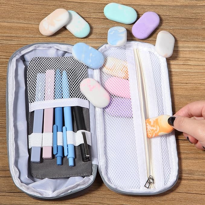 Mr. Pen- Marble Pencil Erasers, 12 Pack, 1" x 2", Soft Rubber Marble Pencil Erasers for School, Office, Art Sketching, Homework, Exams, Clean Smudge-Free Correction