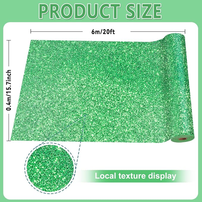 Glitter Green Bulletin Board Roll Non-Woven Fabric Poster 15.7" x 20 Ft