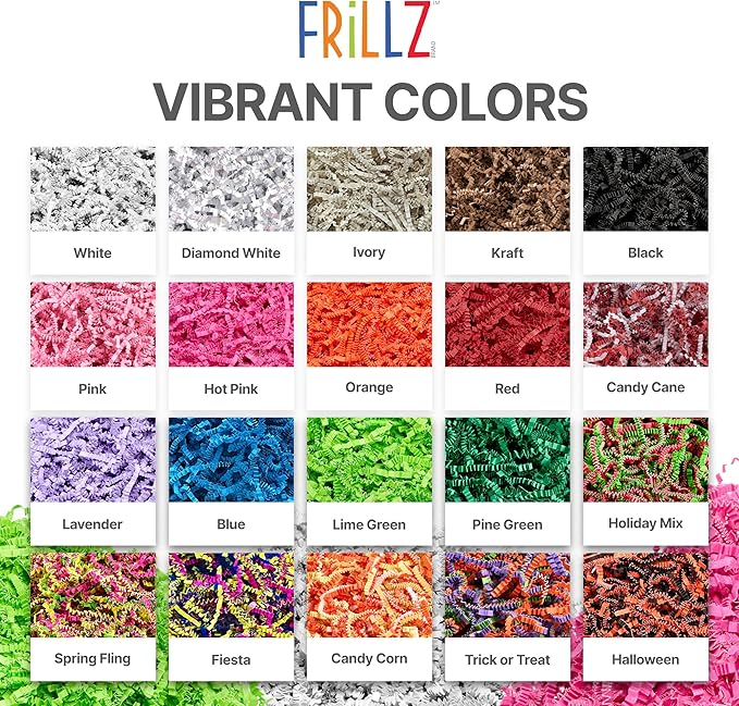 FRiLLZ by DECOfill™ Crinkle Cut Paper Filler for Gift Baskets – Kraft Shredded Paper, Eco-Friendly Basket Filler for Packaging, Summer Crafts, Parties, Birthdays, Weddings, and More (2 LB, Made from US Materials)
