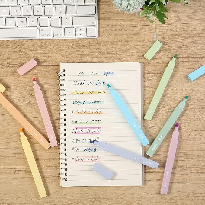 Mr. Pen- Aesthetic Highlighters No Bleed, 8 Pack, Pastel Colors, Chisel Tip, Cute Highlighters Assorted Colors for Journaling, Highlighting, Underlining, Fast Dry, Back to School Supplies