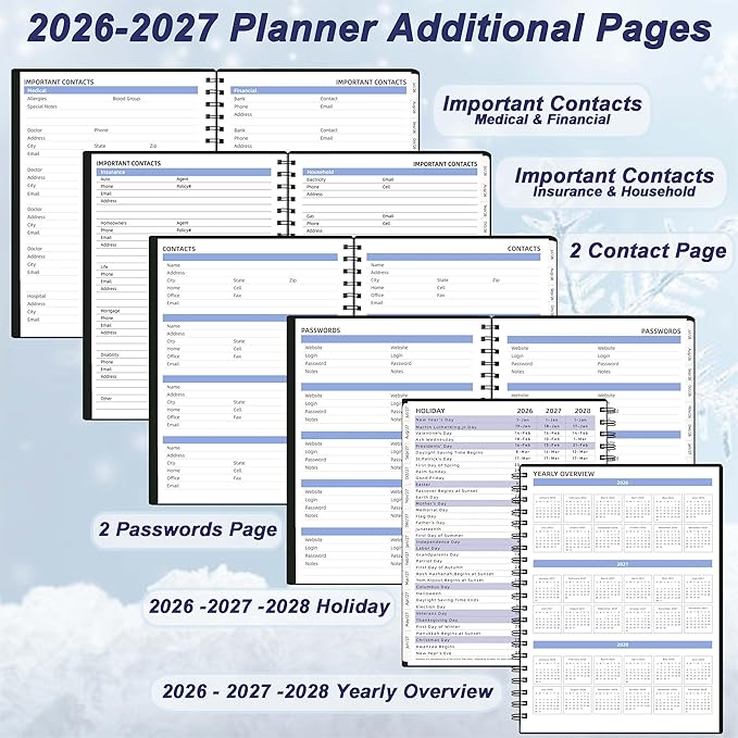 Monthly Planner 2026-2027 (7.6'' x 9.6''), from Jul 2026-Dec 2027, 18 Months Calendar Book, 2026 Agenda Planner with Tabs & Pocket, Black