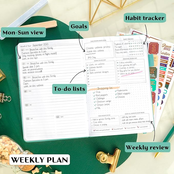 Legend Planner – Undated Weekly & Monthly Life Planner to Hit Your Goals & Live Happier, Organizer Notebook & Productivity Journal, A5 (Aquamarine)