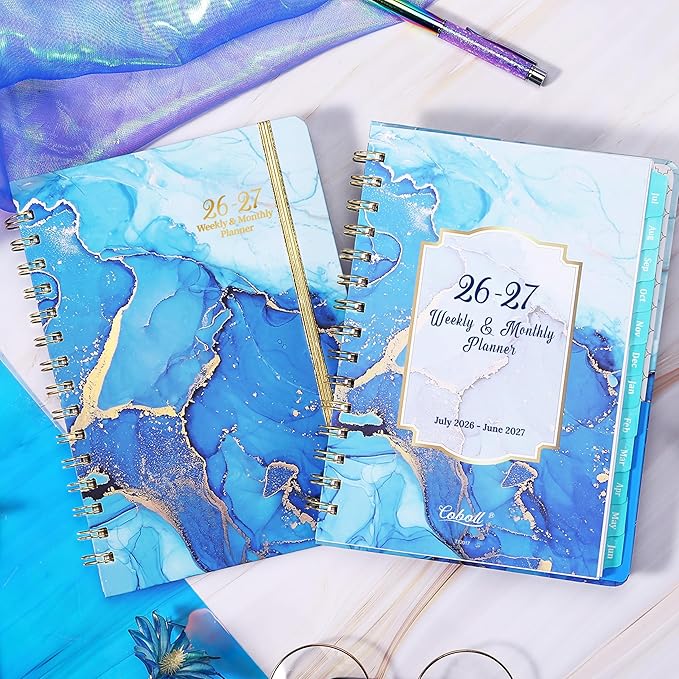 Planner 2026-2027 - Academic Planner 2026-2027, July 2026 - June 2027 Weekly and Monthly Planners, 8.5" x 6.4", with Elastic Closure + Back Pocket + Thick Paper