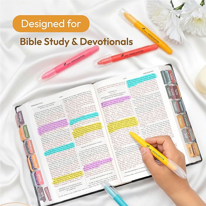 10 Pack Bible Safe Highlighters - Sorbet Color, Wax Highlighters No Bleed, Scripture Markers for Journaling, Study Accessories and School Supplies