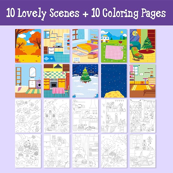 Cat Sticker Activity Book, 450 Reusable Stickers, 10 Dry-Erase Scenes & 10 Coloring Pages, Cat-Themed Activity Book, Educational Hands-on Travel Game - Great for Kids, Adults, Boys & Girls