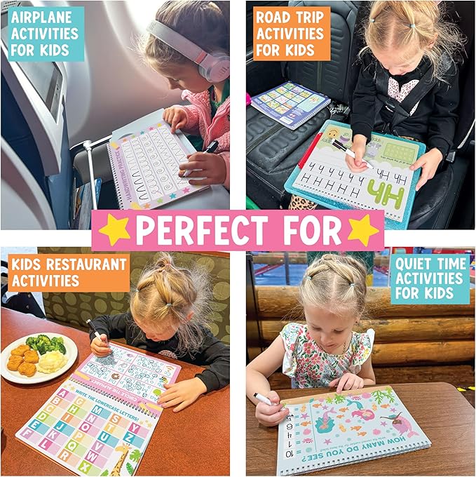 Hadley Designs Preschool Learning Activities - Dry Erase Letter Tracing for Kids Ages 3-5, Preschool Workbooks Age 3-4, Dry Erase Writing Practice for Kids Age 3-5, ABC Tracing Books for Kids Ages 3-5