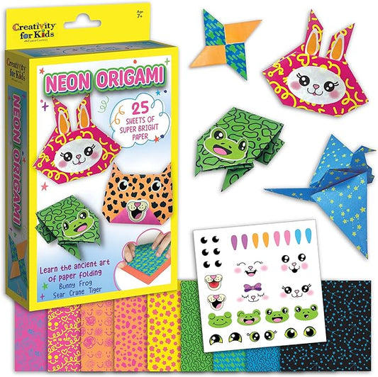Creativity for Kids Neon Origami Mini Kit: 25 Origami Papers, Spring Crafts and Toys for Boys, Origami Kit Arts and Crafts for Kids, Small Gifts (Ages 7+)