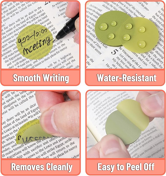 Mr. Pen- Round Transparent Sticky Notes, 1.1” Diameter, 28 Pads, 1120 Sheets, Colorful, Water-Resistant See-Through Sticky Notes Bulk & Fineliner, Smooth Writing, Note Tabs for Bible Journaling