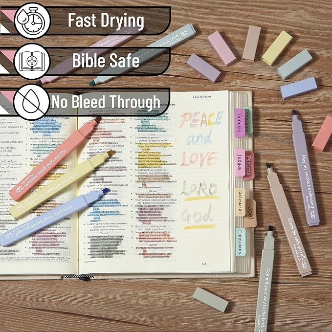 Mr. Pen- Bible Highlighters with Color-Coding System, 8 Pack, Soft Chisel Tip, Aesthetic Highlighters Assorted Colors, Fast Drying Bible Markers No Bleed Through for Journaling and Underlining