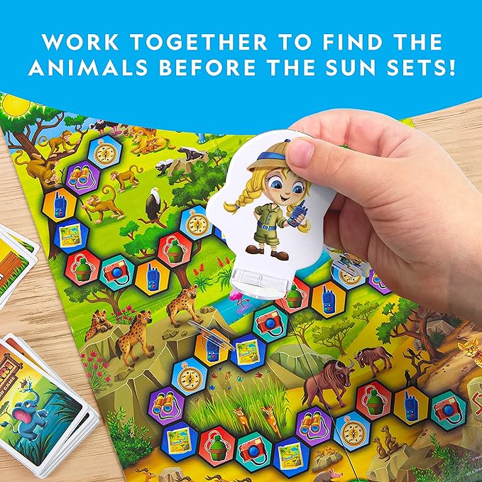 NATIONAL GEOGRAPHIC My First Safari Board Game for Kids 4-6 Animal Game for Adults, Cooperative Fun Perfect for Family Game Night, Board Games for Family Night