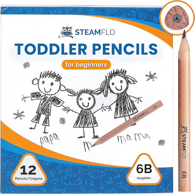 Learning Pencils for Toddlers 2-4 Years – Our Kids Pencils for Beginners Toddlers and Preschoolers with Jumbo Triangle Shape are Specially Designed Triangle (12 Pack)