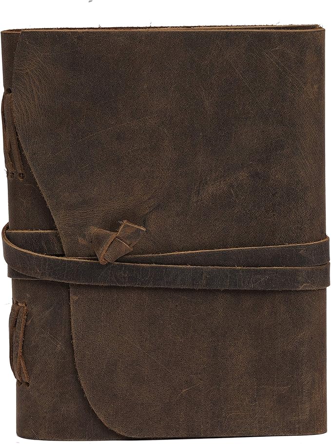 Leather Journal Travel Diary, Handmade Vintage Bound Notebook for Men & Women, Antique Finish, Genuine Buffalo Leather- Quality Lined Brown Paper Perfect for Notes, Art Sketchbook, 7X5 Inches, Brown