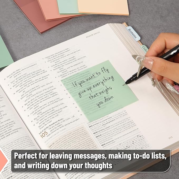 Mr. Pen- Transparent Sticky Notes, 3" x 3", 12 Pads, 600 Sheets, See Through Self-Adhesive Notes for Bible Journaling and Studying, Water-Resistant, Easy to Peel, Clean Removal