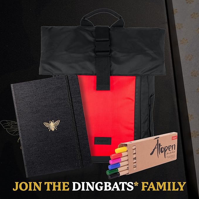 Dingbats* Pro Dotted Large B5 Notebook with Gift Box - Black Textile Cover, Thread-Bound Writing Journal - Pocket, Elastic Closure, Bookmark