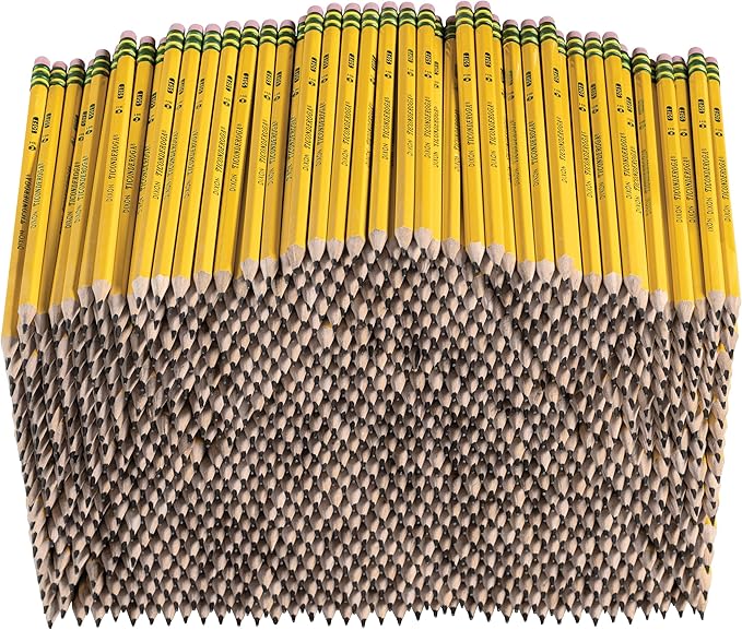Ticonderoga Wood-Cased Pencils, Pre-Sharpened, 2 HB Soft, Yellow, 1000 Count
